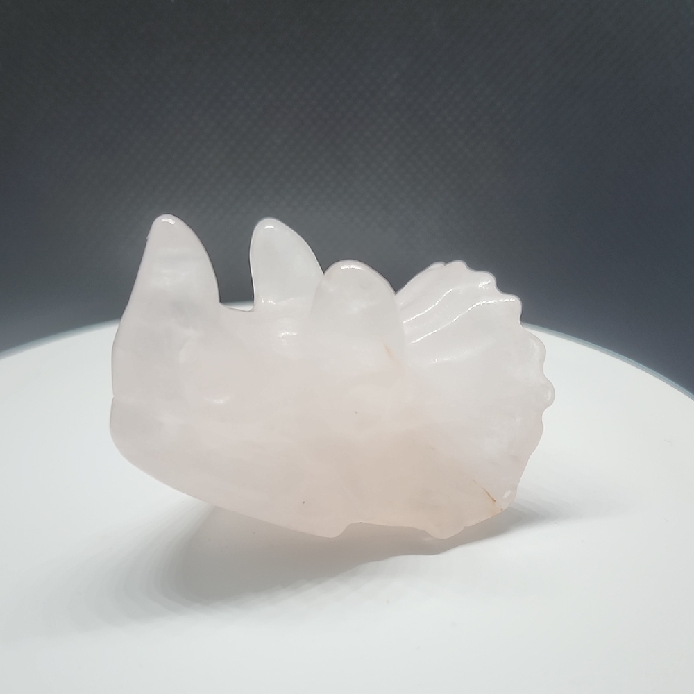 Rose Quartz Triceratop Head